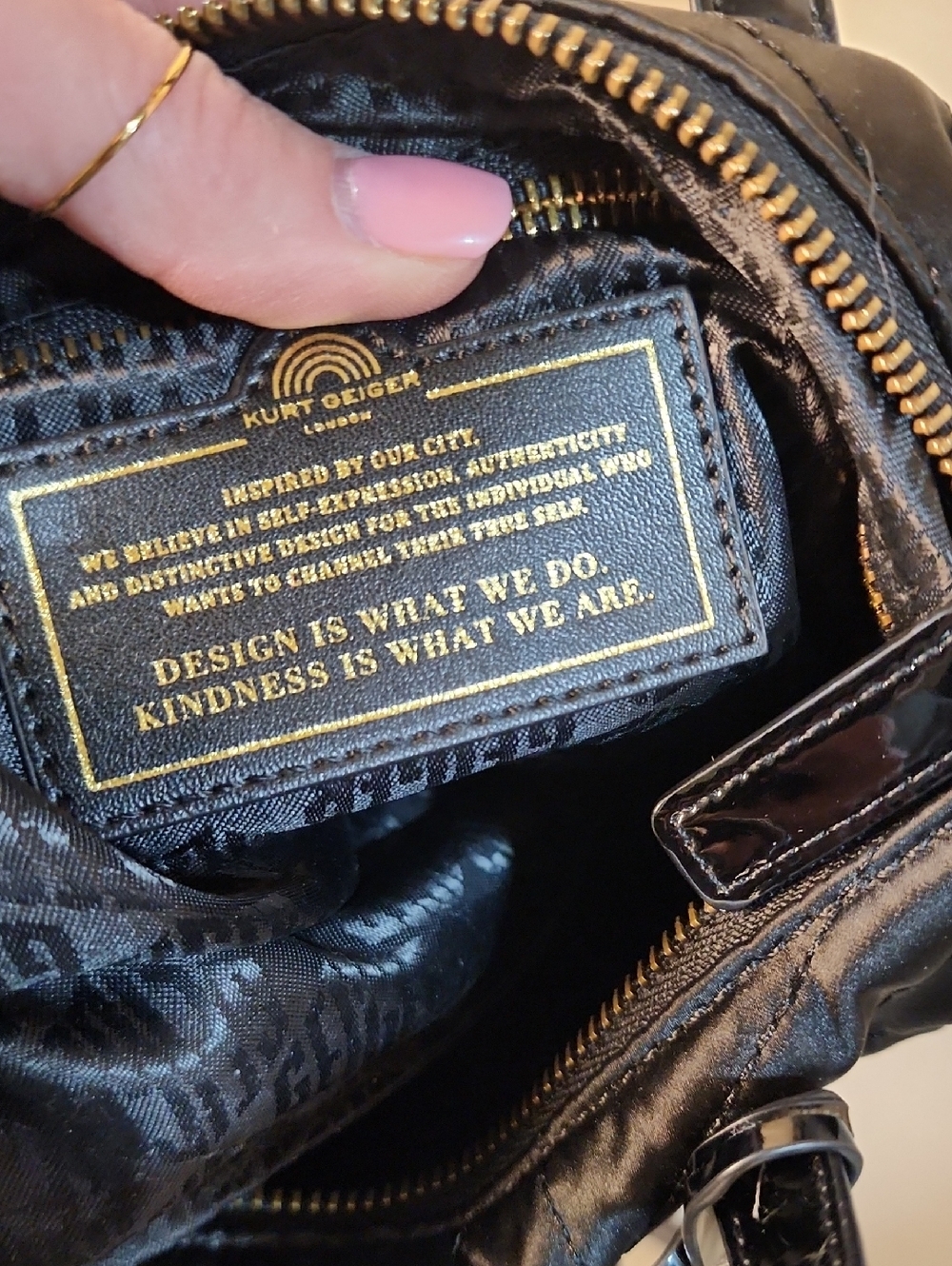 Kurt Geiger London Satin Nylon XS UJ Shopper Patent Leather Crossbody Purse - Picture 14 of 14